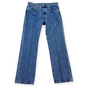 Y2K Levi's 501 Jeans Men's 32x29 Blue Medium Wash Button Fly Original Fit